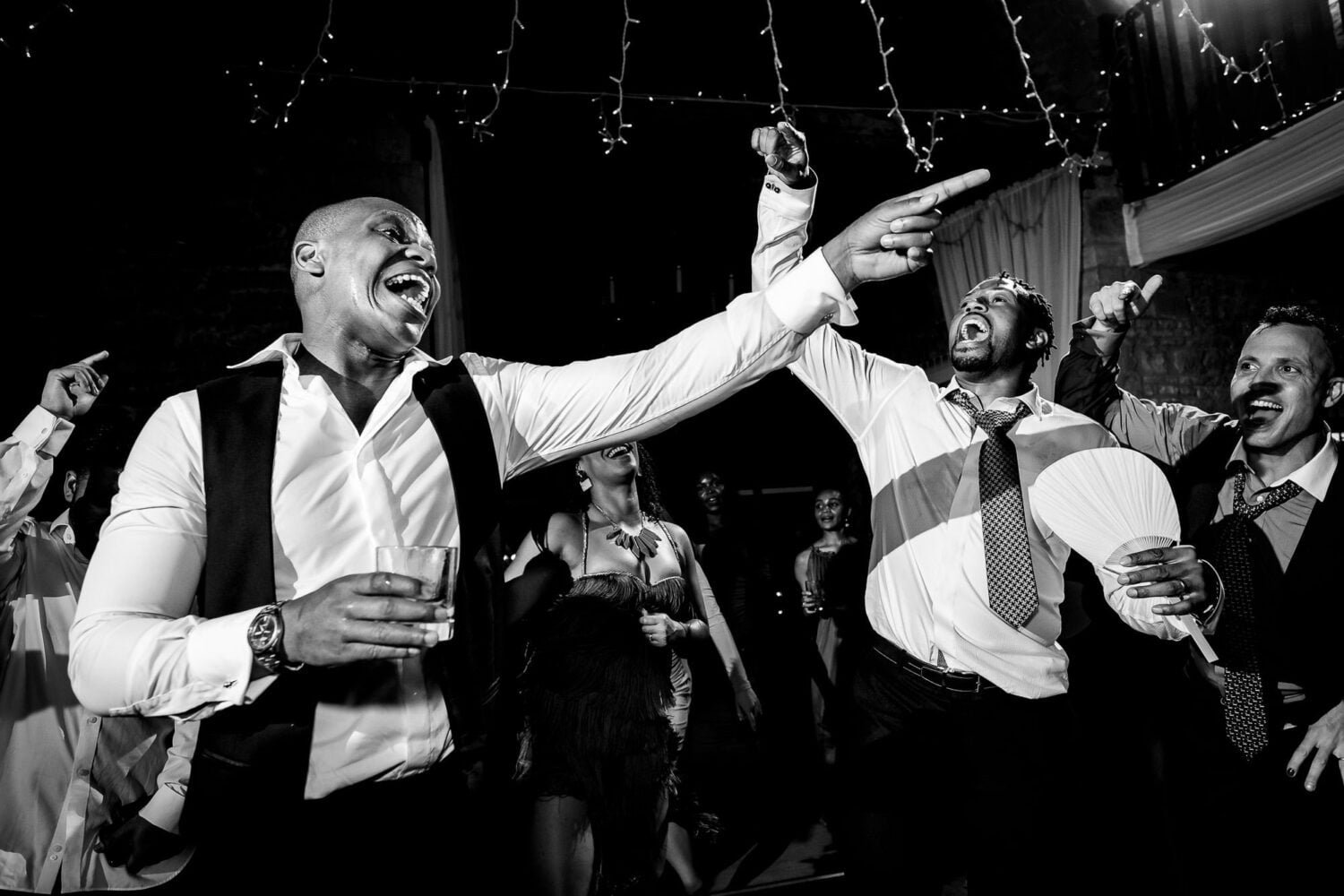 groom and friends dancing devon wedding photographer