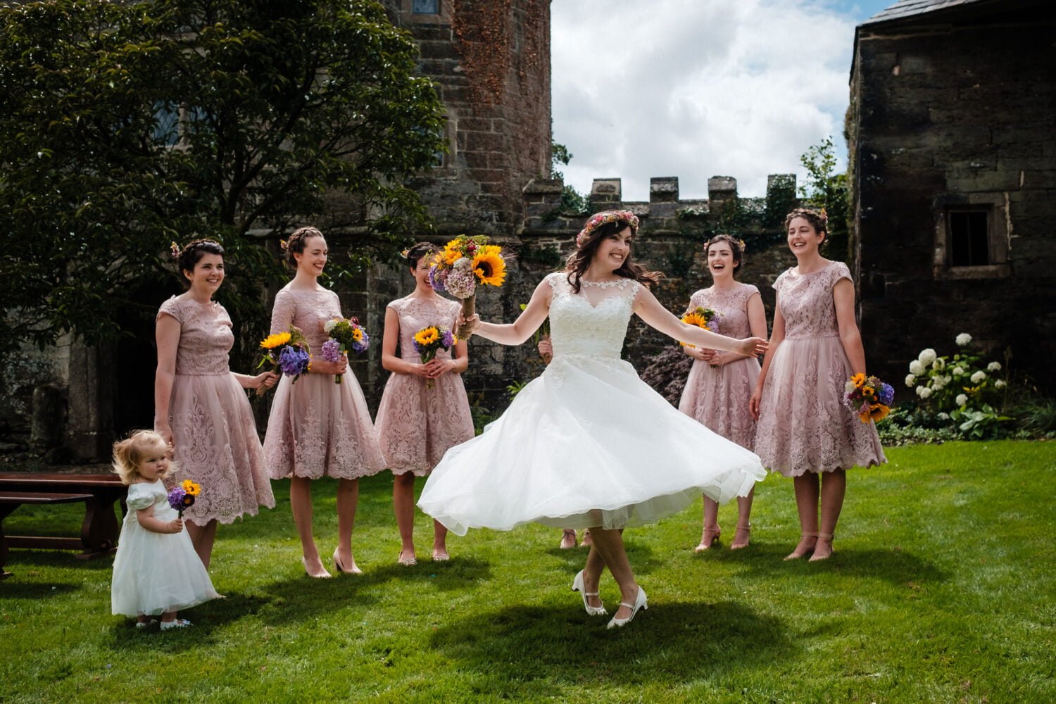 bride twirling her dress at Bradstone Manor wedding